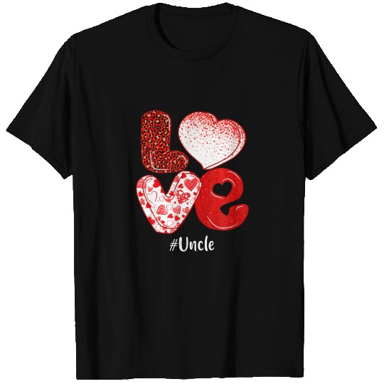 Hearts Love Uncle Leopard Funny Valentines Matchin T-shirt