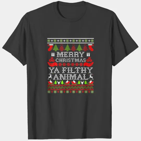 Merry Christmas Animal-Filthy-Ya Xmas Pajama Match T-shirt