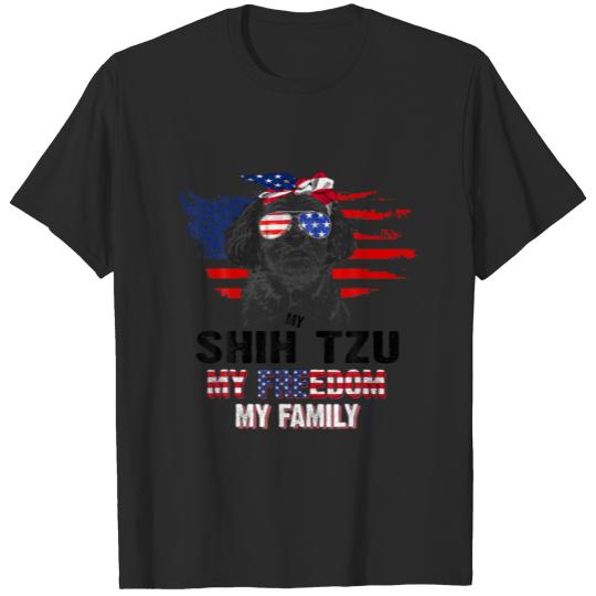 Shih Tzu American Flag Patriotic Dog Lover T-shirt