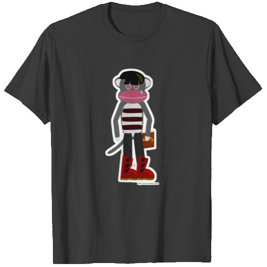Funny Emo Sock Monkey Angsty Cartoon Character T-shirt