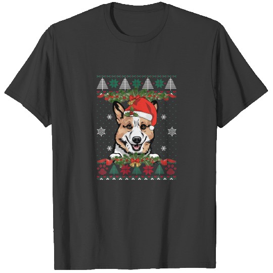 Pembroke Welsh Corgi Dog Xmas Santa Funny Ugly Chr T-shirt