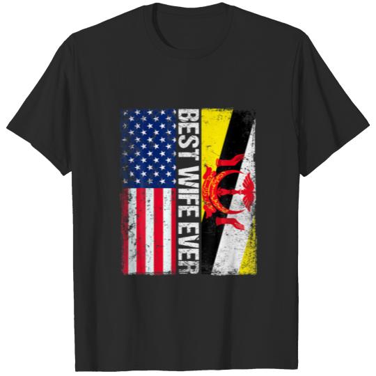 Discover American Flag Brunei Flag Best Wife Ever Family T-shirt