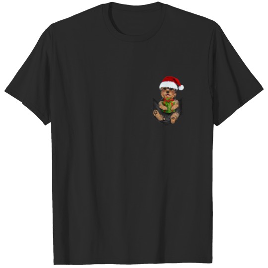 Discover Christmas Yorkie Yorkshire Terrier Dog In Pocket T-shirt