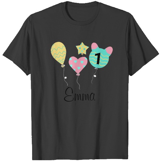 DEIN DESIGN/Name First Birthday of balloons T-shirt
