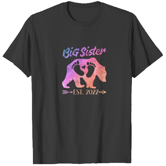 New Big Sister Bear Est 2022 Baby Announcement Bro T-shirt