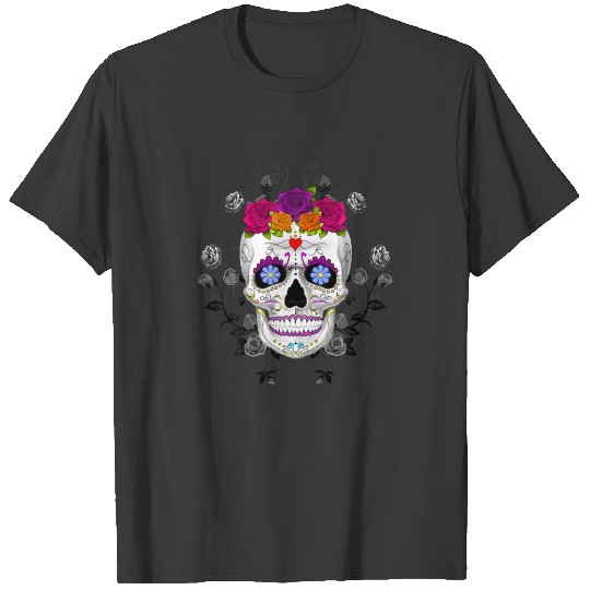 Day Of The Dead Sugar Skull Design Muertos Design T-shirt
