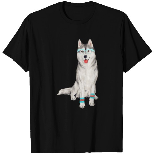 Hand-painted Siberian Husky Dog T-shirt
