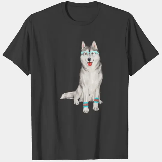 Hand-painted Siberian Husky Dog T-shirt