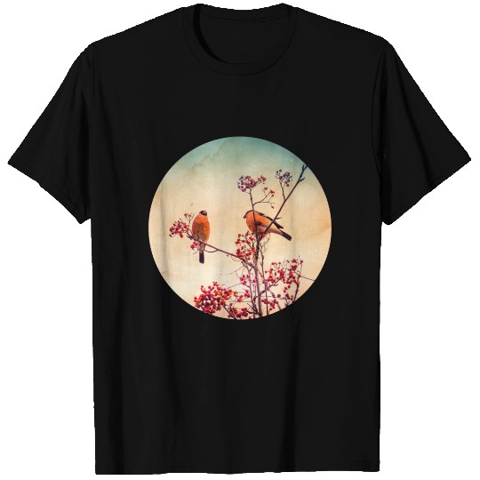 Bullfinch eat red rowan berries T-shirt
