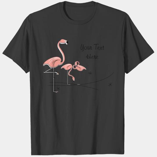 Flamingos Trio 4 'Your Text'  peach T-shirt
