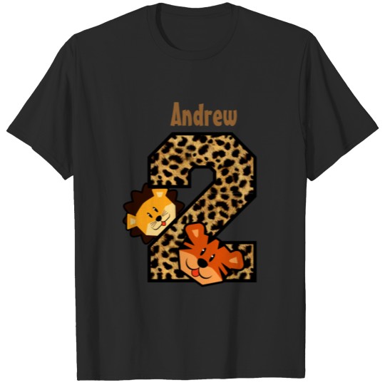 2nd Birthday Leopard Tiger Lion 2 Year Old T-shirt