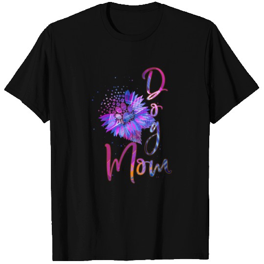 Dog Mom Paw Prints Sunflower Tie Dye Neon Color Sweat T-shirt