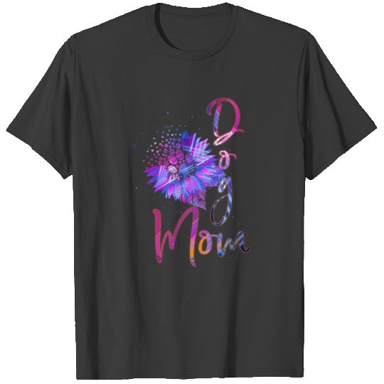 Dog Mom Paw Prints Sunflower Tie Dye Neon Color Sweat T-shirt