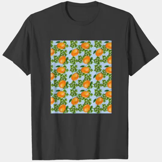 citrus tropical orange blue T-shirt