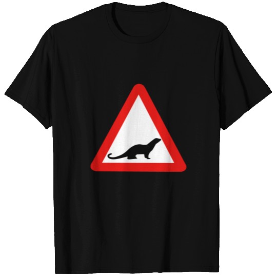 Caution Otters (1), Traffic Sign, UK T-shirt