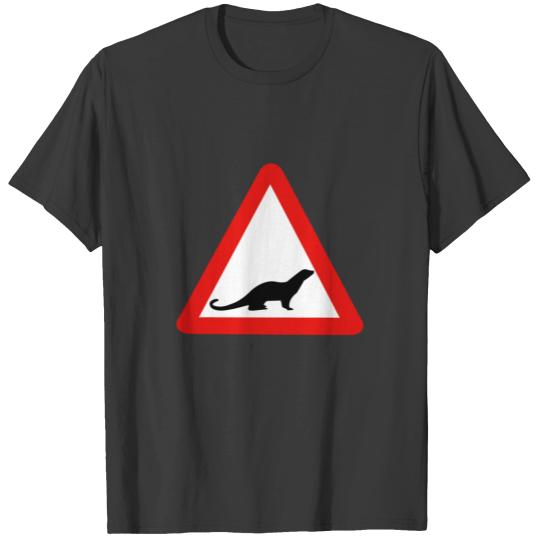 Caution Otters (1), Traffic Sign, UK T-shirt