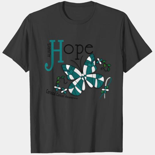 Stained Glass Butterfly Cervical Cancer T-shirt