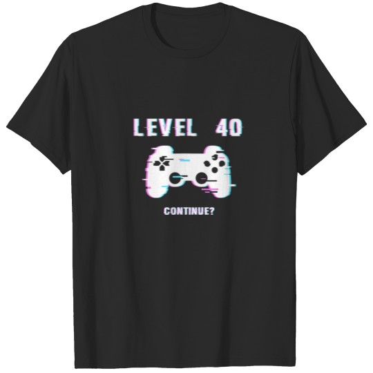 Gamer 40Th Birthday Young Man Level 40 Unlocked T-shirt