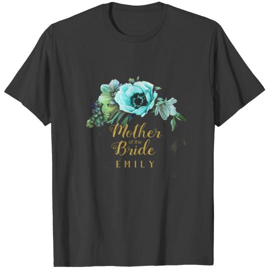 Teal Peony Swag Mother of the Bride Name ID456 T-shirt