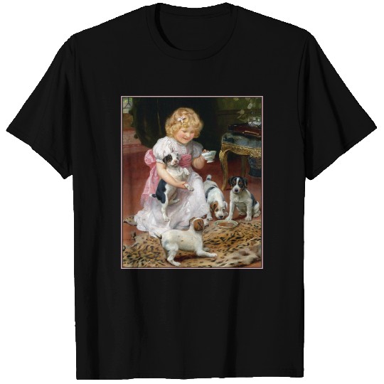Dog :  Tea Time for Fox Terrier Puppies T-shirt