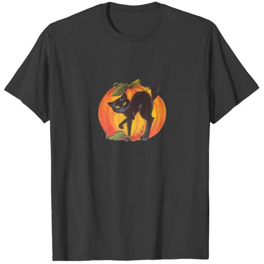 Vintage Pumpkin Black Cat For Halloween 2021 Outfi T-shirt