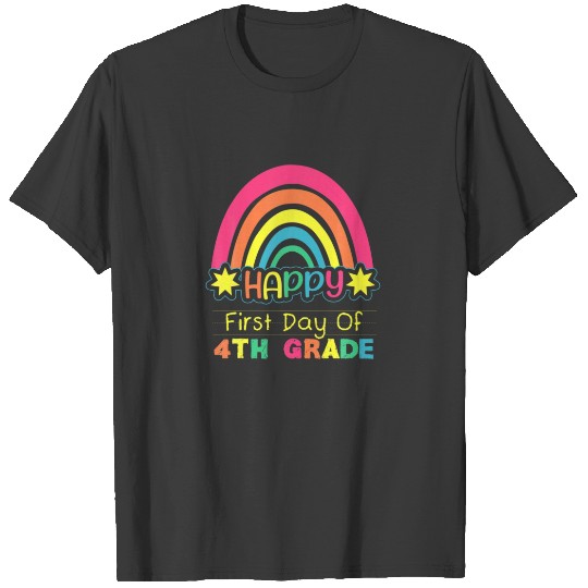 Happy First Day Of 4Th Grade Teacher Students Rain T-shirt