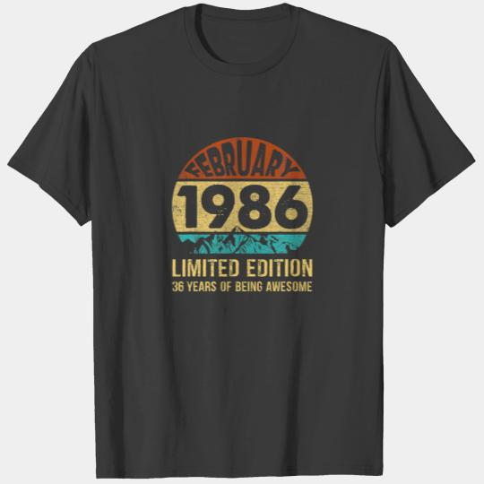 February 1986 Limited Edition 36Th Birthday 36 Yea T-shirt