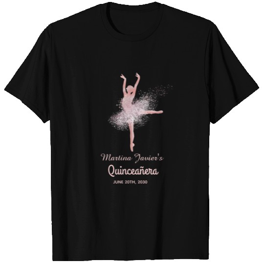 Rose Gold Glitter Pink Quinceañera 15th Birthday T-shirt