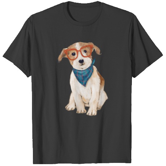 Hand-painted Hipster Jack Russell Terrier Dog T-shirt