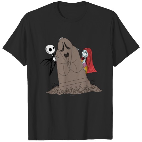 Jack and Sally Hiding Behind Tombstone T-shirt