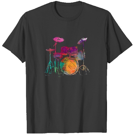Discover Water Color Style Drummer Drum Set  Drummer T-shirt