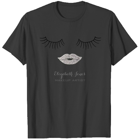 FAUX rhinestone lips and lashes makeup artist T-shirt