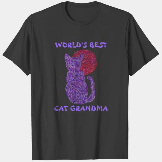 Z Purple Cat And Moon Worlds Best Cat Grandma T-shirt