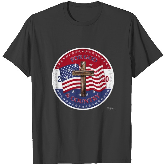 2020 For God and Country Cross And American Flag Polo T-shirt