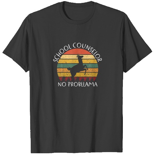 Funny School Counselor No Probllama Llama Animal L T-shirt