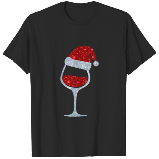 Discover Womens Men Wine Glasses Santa Hat Christmas Funny T-shirt