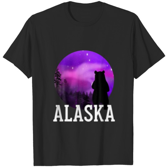 Discover Alaska Northern Retro Lights Viewing Bear Funny Me T-shirt