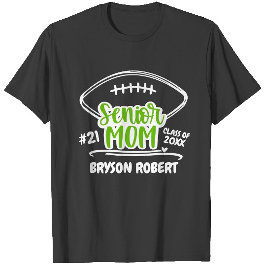 Football mom life high school senior lime green T-shirt