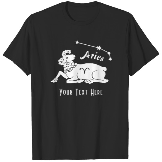 Discover Aries Ram Constellation Birthday Gift Custom Text T-shirt