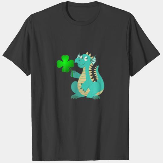 Saint Patricks Day Dragon Green Four Leaf Clover T-shirt