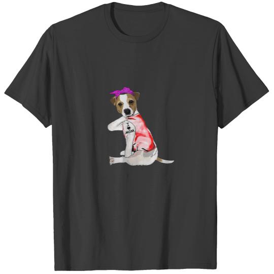 Women Gifts Jack Russell Terrier Dog Tattoo I Love T-shirt