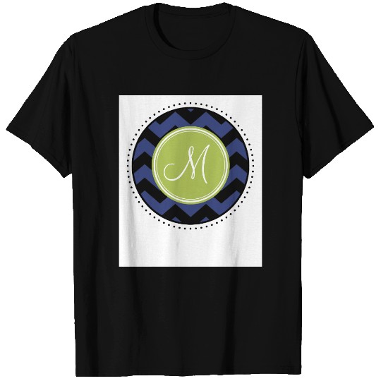 Chevron Pattern with Monogram - Navy Lime T-shirt