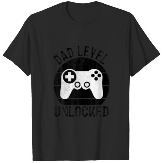 Mens Funny Dad Level Unlocked Soon To Be Daddy Gam T-shirt