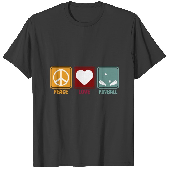 Pinball Machine Peace Love Slogan Funny Retro T-shirt