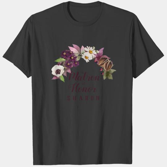 Fall Wedding Wreath Plum Maid of Honor ID465 T-shirt