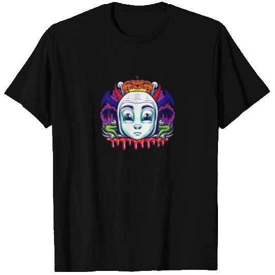 Scared Boy Clown Halloween Costume Bat Wings Pumpk T-shirt