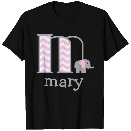 Baby Girl Chevron  Elephant Monogram m T-shirt