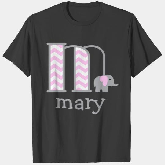 Baby Girl Chevron  Elephant Monogram m T-shirt