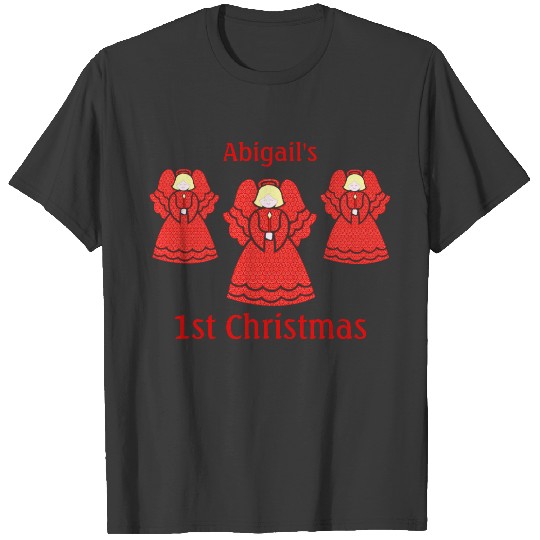 1st Christmas Angels in Red Lace T-shirt