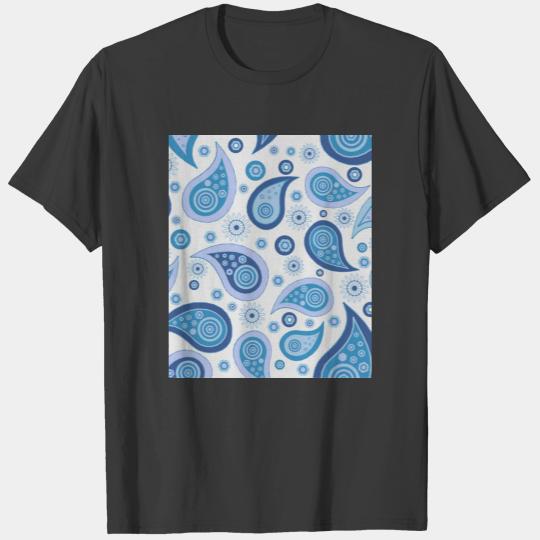 retro paisley blue T-shirt
